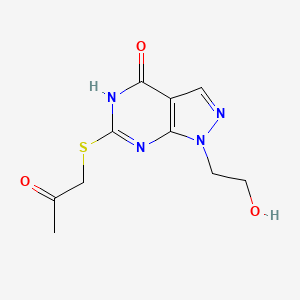 molecular formula C10H12N4O3S B2580257 1-(2-hydroxyethyl)-6-((2-oxopropyl)thio)-1H-pyrazolo[3,4-d]pyrimidin-4(5H)-one CAS No. 955544-16-8