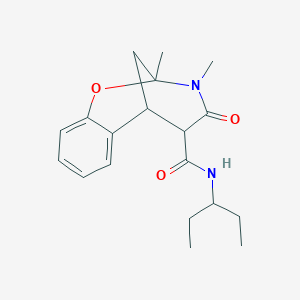 molecular formula C19H26N2O3 B2580265 2,3-dimethyl-4-oxo-N-(pentan-3-yl)-3,4,5,6-tetrahydro-2H-2,6-methanobenzo[g][1,3]oxazocine-5-carboxamide CAS No. 1005163-48-3