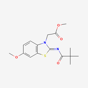 molecular formula C16H20N2O4S B2580266 (Z)-methyl 2-(6-methoxy-2-(pivaloylimino)benzo[d]thiazol-3(2H)-yl)acetate CAS No. 865200-08-4