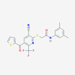 molecular formula C22H16F3N3O2S2 B258027 2-{[3-cyano-5-(2-thienylcarbonyl)-6-(trifluoromethyl)-2-pyridinyl]sulfanyl}-N-(3,5-dimethylphenyl)acetamide 