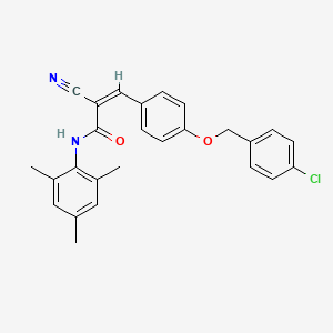 (Z)-3-[4-[(4-Chlorophenyl)methoxy]phenyl]-2-cyano-N-(2,4,6-trimethylphenyl)prop-2-enamide