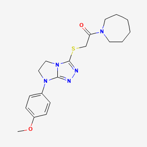 molecular formula C19H25N5O2S B2580273 1-(azepan-1-yl)-2-((7-(4-methoxyphenyl)-6,7-dihydro-5H-imidazo[2,1-c][1,2,4]triazol-3-yl)thio)ethanone CAS No. 921515-21-1