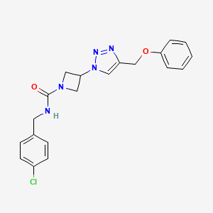 molecular formula C20H20ClN5O2 B2580274 N-(4-氯苄基)-3-(4-(苯氧基甲基)-1H-1,2,3-三唑-1-基)氮杂环丁烷-1-甲酰胺 CAS No. 2034341-29-0
