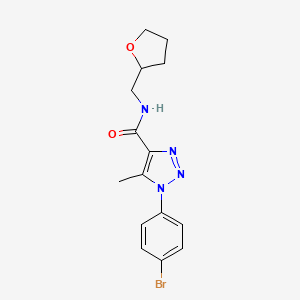 molecular formula C15H17BrN4O2 B2580275 1-(4-bromophenyl)-5-methyl-N-((tetrahydrofuran-2-yl)methyl)-1H-1,2,3-triazole-4-carboxamide CAS No. 951896-73-4