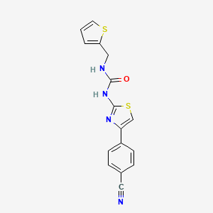 molecular formula C16H12N4OS2 B2580284 1-(4-(4-Cyanophenyl)thiazol-2-yl)-3-(thiophen-2-ylmethyl)urea CAS No. 1210773-68-4