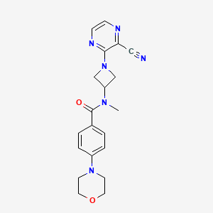 molecular formula C20H22N6O2 B2580285 N-[1-(3-氰基吡嗪-2-基)氮杂环丁-3-基]-N-甲基-4-吗啉-4-基苯甲酰胺 CAS No. 2380170-14-7