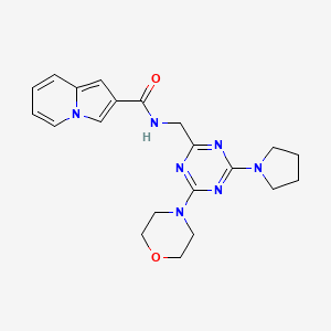molecular formula C21H25N7O2 B2580287 N-((4-morpholino-6-(pyrrolidin-1-yl)-1,3,5-triazin-2-yl)methyl)indolizine-2-carboxamide CAS No. 2034410-59-6