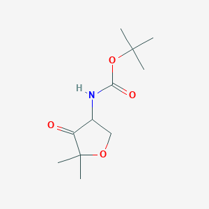molecular formula C11H19NO4 B2580288 叔丁基 N-(5,5-二甲基-4-氧代噁烷-3-基)氨基甲酸酯 CAS No. 2418708-79-7