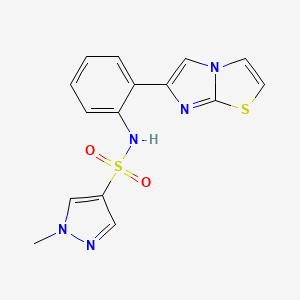 molecular formula C15H13N5O2S2 B2580291 N-(2-(imidazo[2,1-b]thiazol-6-yl)phenyl)-1-methyl-1H-pyrazole-4-sulfonamide CAS No. 1798546-53-8