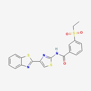 molecular formula C19H15N3O3S3 B2580302 N-(4-(苯并[d]噻唑-2-基)噻唑-2-基)-3-(乙基磺酰基)苯甲酰胺 CAS No. 941936-67-0