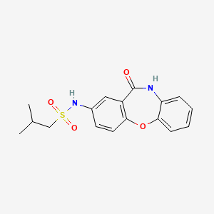 molecular formula C17H18N2O4S B2580304 2-methyl-N-(11-oxo-10,11-dihydrodibenzo[b,f][1,4]oxazepin-2-yl)propane-1-sulfonamide CAS No. 922137-60-8