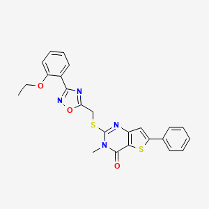 molecular formula C24H20N4O3S2 B2580306 2-{1-[(5-chloro-2-thienyl)sulfonyl]piperidin-4-yl}-N-(4-methylbenzyl)acetamide CAS No. 1105240-69-4