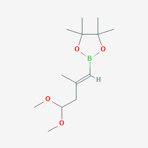 molecular formula C13H25BO4 B2580313 2-[(E)-4,4-二甲氧基-2-甲基丁-1-烯基]-4,4,5,5-四甲基-1,3,2-二氧杂硼环丙烷 CAS No. 2365173-72-2