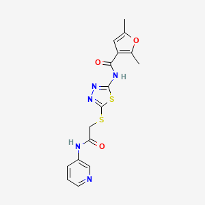 molecular formula C16H15N5O3S2 B2580314 2,5-dimethyl-N-(5-((2-oxo-2-(pyridin-3-ylamino)ethyl)thio)-1,3,4-thiadiazol-2-yl)furan-3-carboxamide CAS No. 1219912-93-2