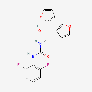 molecular formula C17H14F2N2O4 B2580315 1-(2,6-二氟苯基)-3-(2-(呋喃-2-基)-2-(呋喃-3-基)-2-羟乙基)脲 CAS No. 2034236-89-8