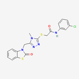 molecular formula C19H16ClN5O2S2 B2580316 N-(3-chlorophenyl)-2-((4-methyl-5-((2-oxobenzo[d]thiazol-3(2H)-yl)methyl)-4H-1,2,4-triazol-3-yl)thio)acetamide CAS No. 847400-32-2