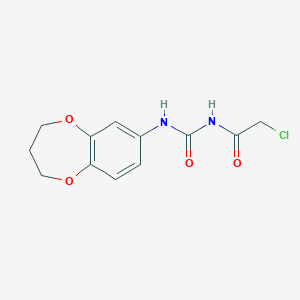 molecular formula C12H13ClN2O4 B2580322 3-(2-氯乙酰)-1-(3,4-二氢-2H-1,5-苯并二噁戊环-7-基)脲 CAS No. 863669-63-0