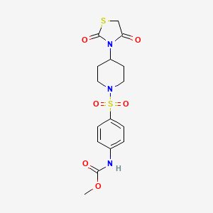 molecular formula C16H19N3O6S2 B2580323 Methyl (4-((4-(2,4-dioxothiazolidin-3-yl)piperidin-1-yl)sulfonyl)phenyl)carbamate CAS No. 1795090-09-3