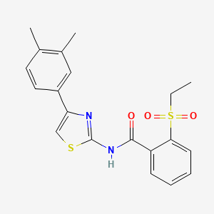 molecular formula C20H20N2O3S2 B2580324 N-(4-(3,4-dimethylphenyl)thiazol-2-yl)-2-(ethylsulfonyl)benzamide CAS No. 922816-89-5
