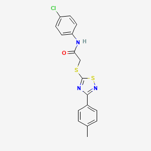 molecular formula C17H14ClN3OS2 B2580325 N-(4-chlorophenyl)-2-((3-(p-tolyl)-1,2,4-thiadiazol-5-yl)thio)acetamide CAS No. 864917-18-0