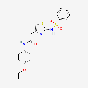 molecular formula C19H19N3O4S2 B2580327 N-(4-ethoxyphenyl)-2-(2-(phenylsulfonamido)thiazol-4-yl)acetamide CAS No. 922054-94-2