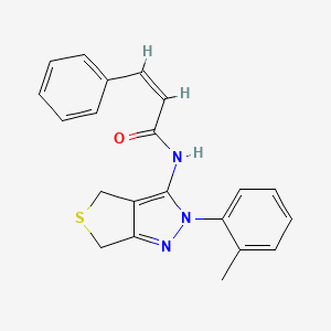 molecular formula C21H19N3OS B2580332 (Z)-3-phenyl-N-(2-(o-tolyl)-4,6-dihydro-2H-thieno[3,4-c]pyrazol-3-yl)acrylamide CAS No. 396724-37-1