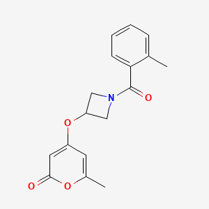 molecular formula C17H17NO4 B2580333 6-methyl-4-((1-(2-methylbenzoyl)azetidin-3-yl)oxy)-2H-pyran-2-one CAS No. 1798678-00-8