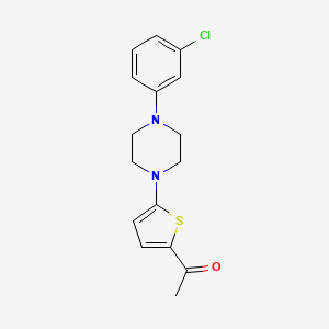 molecular formula C16H17ClN2OS B2580338 1-{5-[4-(3-Chlorophenyl)piperazino]-2-thienyl}-1-ethanone CAS No. 685107-52-2