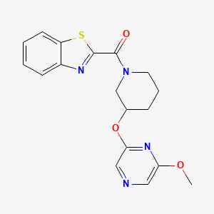 molecular formula C18H18N4O3S B2580343 Benzo[d]thiazol-2-yl(3-((6-methoxypyrazin-2-yl)oxy)piperidin-1-yl)methanone CAS No. 2034481-26-8