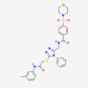 molecular formula C29H30N6O5S2 B2580349 N-[[5-[2-(3-methylanilino)-2-oxoethyl]sulfanyl-4-phenyl-1,2,4-triazol-3-yl]methyl]-4-morpholin-4-ylsulfonylbenzamide CAS No. 394214-07-4