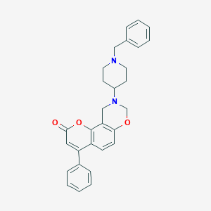 molecular formula C29H28N2O3 B258035 9-(1-benzyl-4-piperidinyl)-4-phenyl-9,10-dihydro-2H,8H-chromeno[8,7-e][1,3]oxazin-2-one 