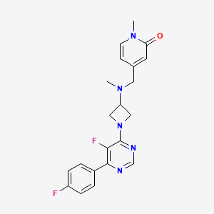 molecular formula C21H21F2N5O B2580351 4-[[[1-[5-Fluoro-6-(4-fluorophenyl)pyrimidin-4-yl]azetidin-3-yl]-methylamino]methyl]-1-methylpyridin-2-one CAS No. 2380080-23-7