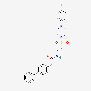 molecular formula C26H28FN3O3S B2580355 2-biphenyl-4-yl-N-(2-{[4-(4-fluorophenyl)piperazin-1-yl]sulfonyl}ethyl)acetamide CAS No. 933217-31-3