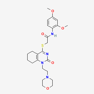 molecular formula C24H32N4O5S B2580356 N-(2,4-dimethoxyphenyl)-2-((1-(2-morpholinoethyl)-2-oxo-1,2,5,6,7,8-hexahydroquinazolin-4-yl)thio)acetamide CAS No. 898460-84-9