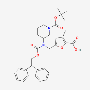 molecular formula C32H36N2O7 B2580358 5-[[9H-Fluoren-9-ylmethoxycarbonyl-[1-[(2-methylpropan-2-yl)oxycarbonyl]piperidin-3-yl]amino]methyl]-3-methylfuran-2-carboxylic acid CAS No. 2137645-81-7