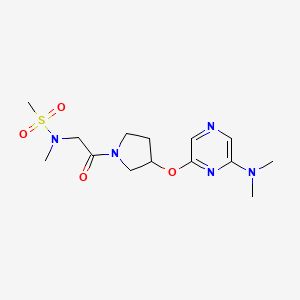 molecular formula C14H23N5O4S B2580359 N-(2-(3-((6-(二甲氨基)吡嗪-2-基)氧代)吡咯烷-1-基)-2-氧代乙基)-N-甲基甲磺酰胺 CAS No. 2034402-13-4