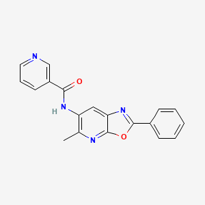 molecular formula C19H14N4O2 B2580361 N-(5-methyl-2-phenyloxazolo[5,4-b]pyridin-6-yl)nicotinamide CAS No. 2034375-96-5