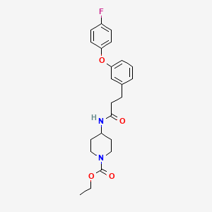 molecular formula C23H27FN2O4 B2580374 4-(3-(3-(4-氟苯氧基)苯基)丙酰胺)哌啶-1-甲酸乙酯 CAS No. 1207019-14-4