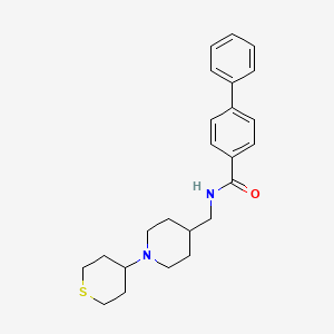molecular formula C24H30N2OS B2580378 N-((1-(tetrahydro-2H-thiopyran-4-yl)piperidin-4-yl)methyl)-[1,1'-biphenyl]-4-carboxamide CAS No. 2034617-49-5