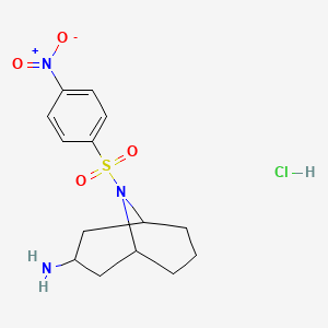 molecular formula C14H20ClN3O4S B2580380 9-(4-Nitrobenzenesulfonyl)-9-azabicyclo[3.3.1]nonan-3-amine hydrochloride CAS No. 1798743-56-2