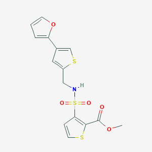molecular formula C15H13NO5S3 B2580383 Methyl 3-({[4-(furan-2-yl)thiophen-2-yl]methyl}sulfamoyl)thiophene-2-carboxylate CAS No. 2380033-81-6