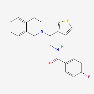 molecular formula C22H21FN2OS B2580385 N-(2-(3,4-dihydroisoquinolin-2(1H)-yl)-2-(thiophen-3-yl)ethyl)-4-fluorobenzamide CAS No. 955230-86-1