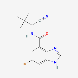 molecular formula C14H15BrN4O B2580403 6-Bromo-N-(1-cyano-2,2-dimethylpropyl)-1H-benzimidazole-4-carboxamide CAS No. 2195950-81-1