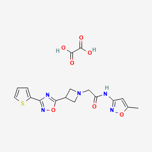 molecular formula C17H17N5O7S B2580410 N-(5-methylisoxazol-3-yl)-2-(3-(3-(thiophen-2-yl)-1,2,4-oxadiazol-5-yl)azetidin-1-yl)acetamide oxalate CAS No. 1351611-04-5