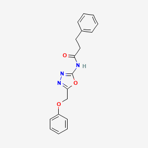 molecular formula C18H17N3O3 B2580412 3-苯基丙酰胺-N-(5-(苯氧基甲基)-1,3,4-恶二唑-2-基) CAS No. 1334371-35-5