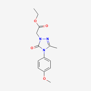 molecular formula C14H17N3O4 B2580414 ethyl 2-[4-(4-methoxyphenyl)-3-methyl-5-oxo-4,5-dihydro-1H-1,2,4-triazol-1-yl]acetate CAS No. 861206-02-2