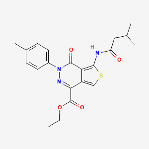 molecular formula C21H23N3O4S B2580421 Ethyl 5-(3-methylbutanamido)-4-oxo-3-(p-tolyl)-3,4-dihydrothieno[3,4-d]pyridazine-1-carboxylate CAS No. 851947-85-8