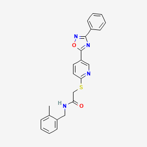 molecular formula C23H20N4O2S B2580433 N-(2-methylbenzyl)-2-((5-(3-phenyl-1,2,4-oxadiazol-5-yl)pyridin-2-yl)thio)acetamide CAS No. 1251572-37-8