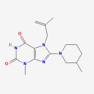 molecular formula C16H23N5O2 B2580445 3-甲基-7-(2-甲基烯丙基)-8-(3-甲基哌啶-1-基)-1H-嘌呤-2,6(3H,7H)-二酮 CAS No. 714946-42-6