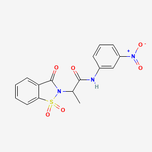 molecular formula C16H13N3O6S B2580452 2-(1,1-dioxido-3-oxobenzo[d]isothiazol-2(3H)-yl)-N-(3-nitrophenyl)propanamide CAS No. 899757-92-7